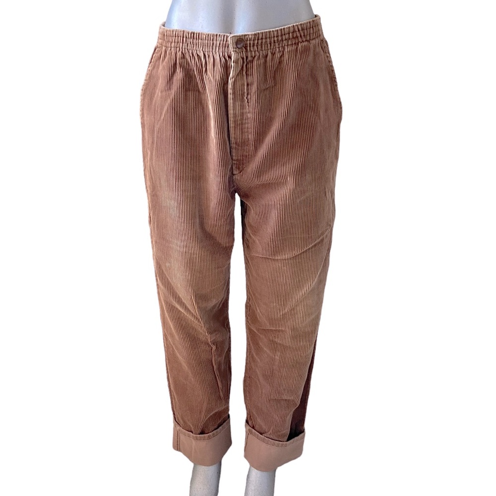 Vintage Corduroy Pants Trousers Academia Y2K Eclectic Elastic Waist USA Preppy